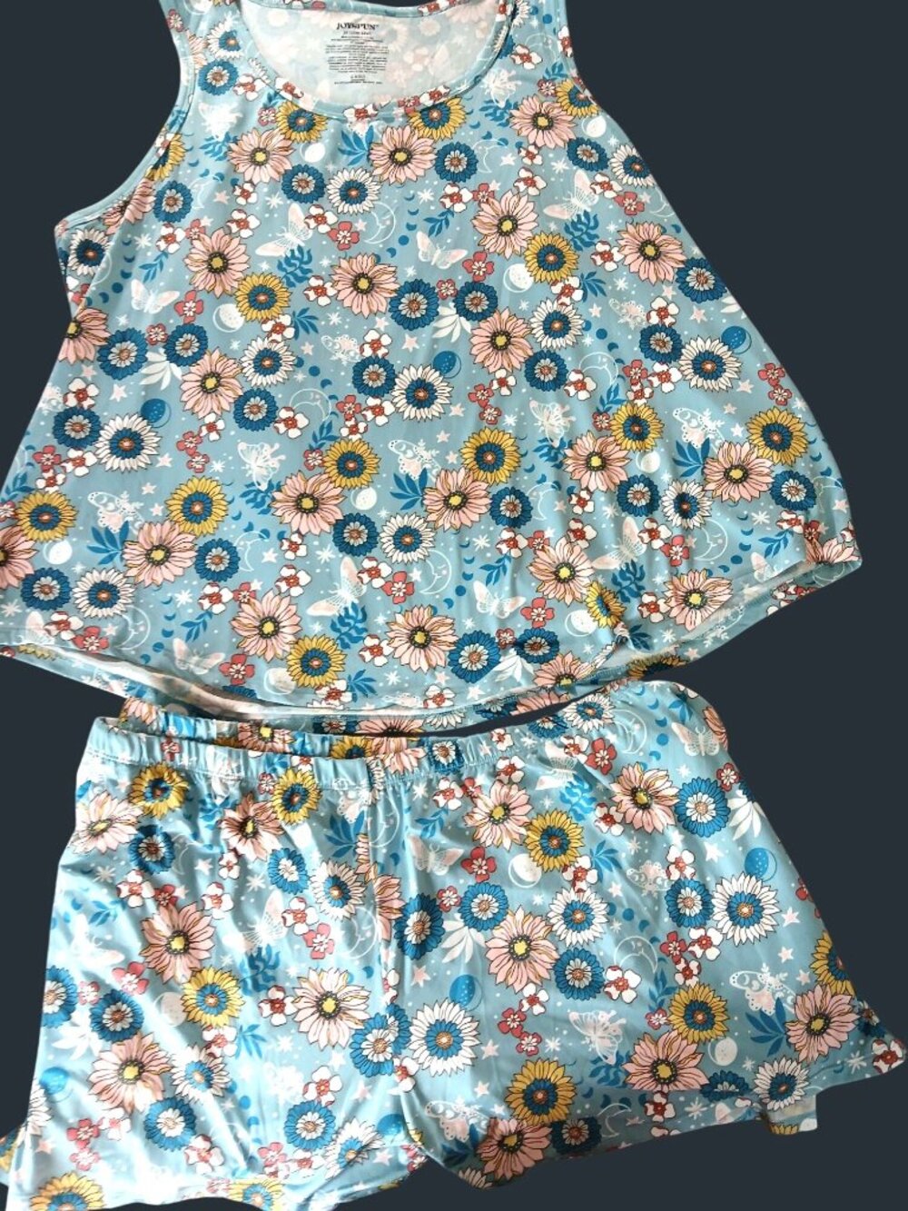 Joyspun PJs Plus Size Floral Pajama Set 3X Tank Top Shorts Recycled Poly Pockets - Picture 2 of 13